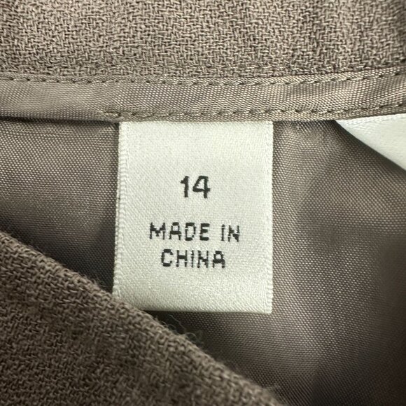 Talbots Petites Brown Wide Leg Wool Dress Pants Size 14 Made Of Italian Fabric - Picture 6 of 7